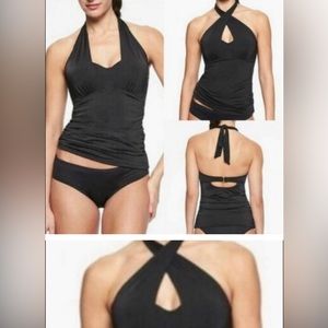34 B/C Athleta Bra Cup Wrap Swim Tankini Top Black